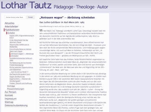 Screenshot of the same publication page. The main contents are now presented on a white background for improved contrast and readability. Left column with navigation and search. Right column with main content.